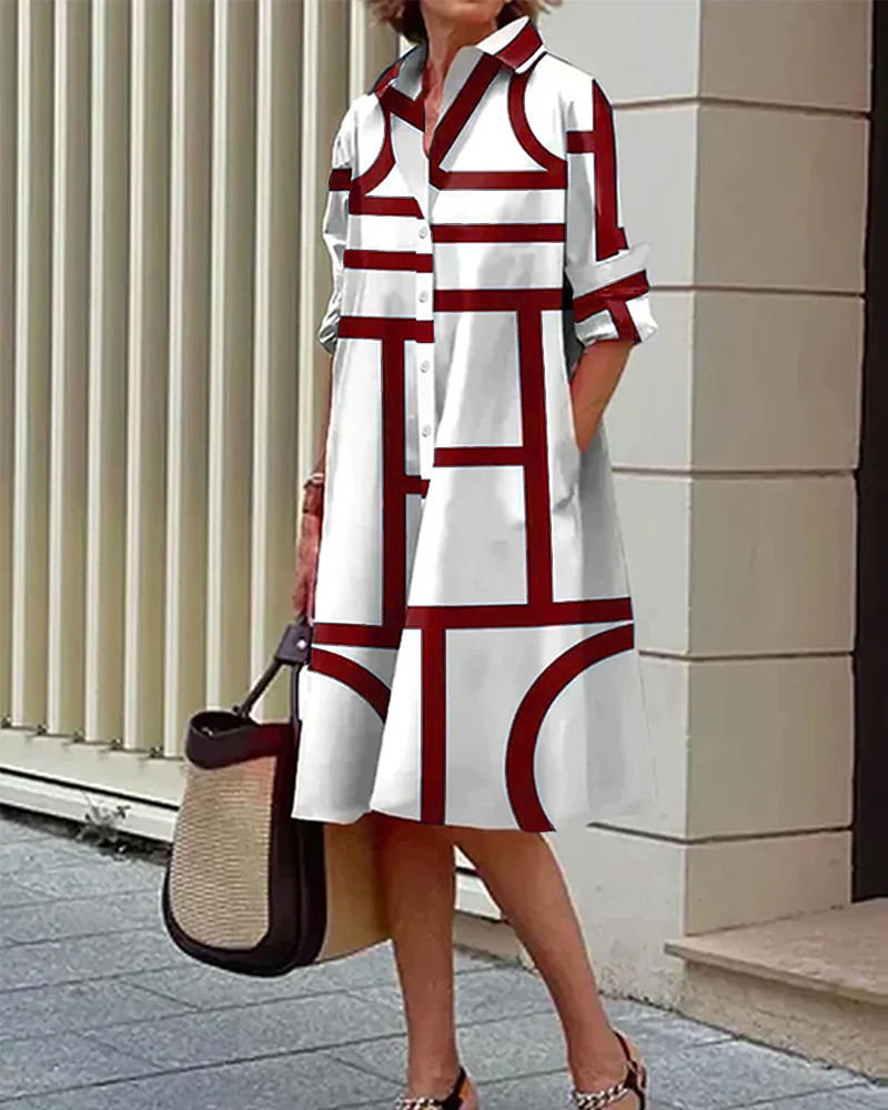 Sophie | Jurk Met Zakken En Geometrische Print