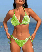 Laluna® | Kleurrijke patchwork kanten halterbikini