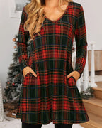 Laluna® | Losvallende geruite kerstjurk