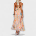Laluna® | Maxi-jurk met halternek aquarelprint