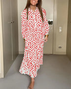 Laluna® | Jurk met Stippen en Geometrische Print
