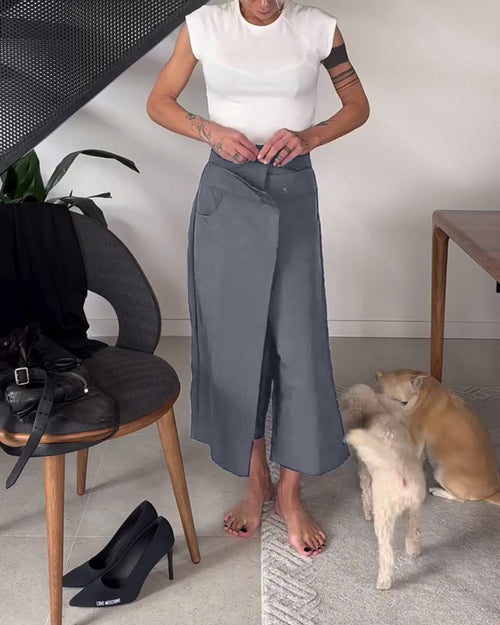 Laluna® | Pantalones casual asimétricos monocromáticos