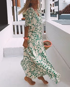 Laluna® | Losse jurk met V-hals en print