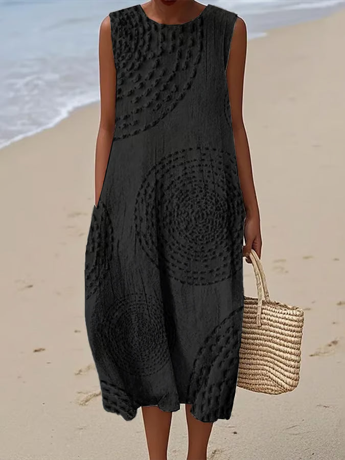Laluna® | Mouwloze Maxi Dress met structuur