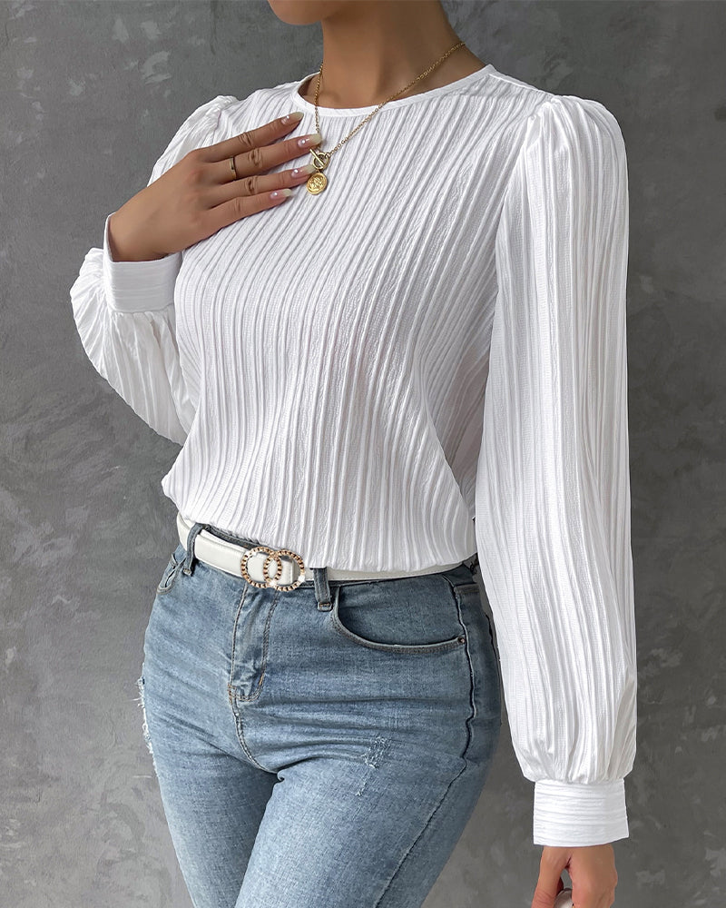 Laluna® | Lantaarnmouwen Effen Blouse