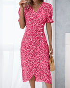 Laluna® | Jurk met bloemenprint en korte mouwen