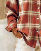 Laluna® | Shirt met Ruitpatroon en Ingesneden Kraag