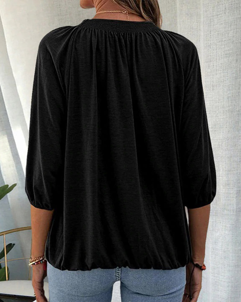 Laluna® | T-shirt met ronde hals en 3/4-mouwen