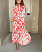 Laluna® | Jurk met Stippen en Geometrische Print