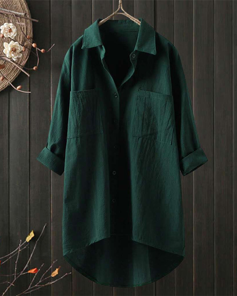 Laluna® | Losse effen blouse met lange mouwen