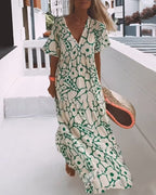 Laluna® | Losse jurk met V-hals en print