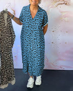 Laluna® | V-hals jurk met luipaardprint
