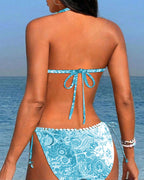 Laluna® | Kleurrijke patchwork kanten halterbikini