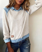 Blouse met modieuze revers en lange mouwen