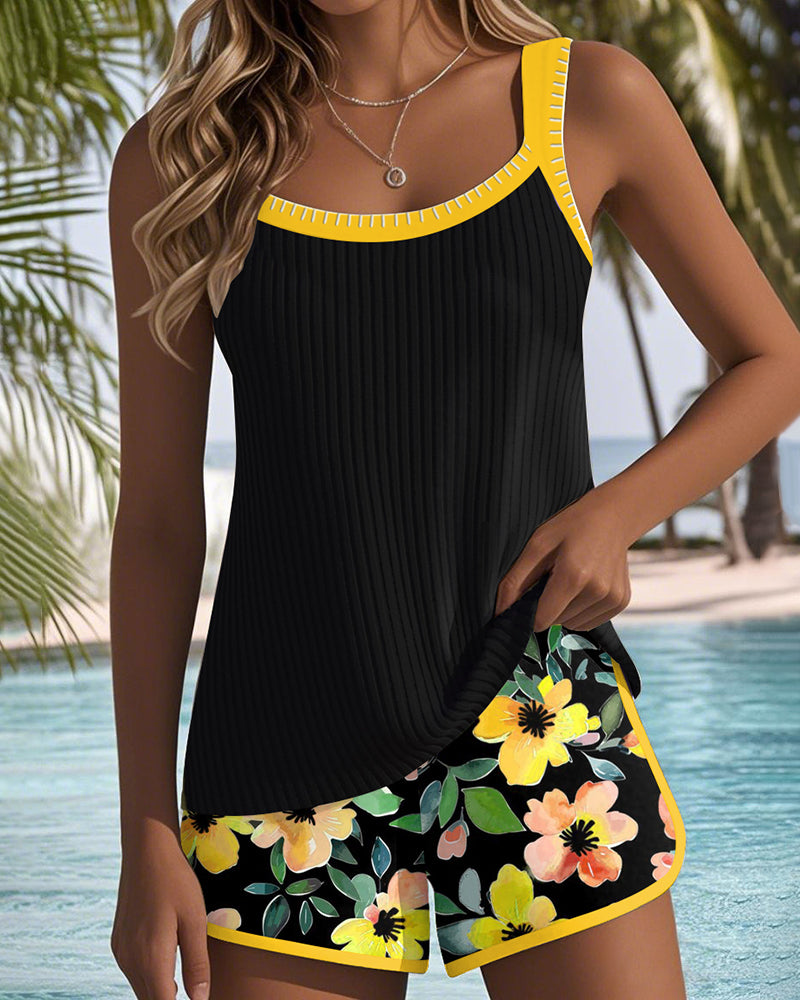 Anouk | Elegante Tankini met Bloemen Short