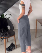 Laluna® | Eénkleurige asymmetrische casual broek