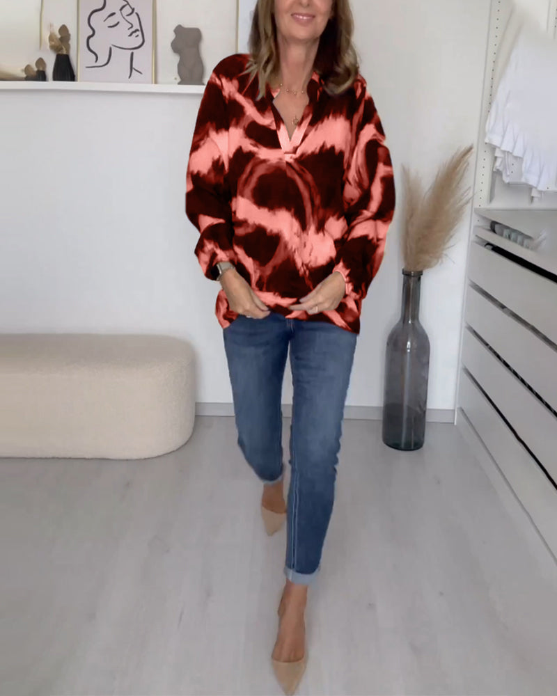 Laluna® | Bedrukte casual top met V-hals