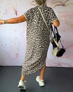 Laluna® | V-hals jurk met luipaardprint