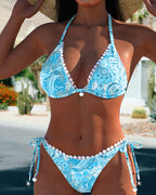 Laluna® | Kleurrijke patchwork kanten halterbikini
