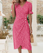 Laluna® | Jurk met bloemenprint en korte mouwen