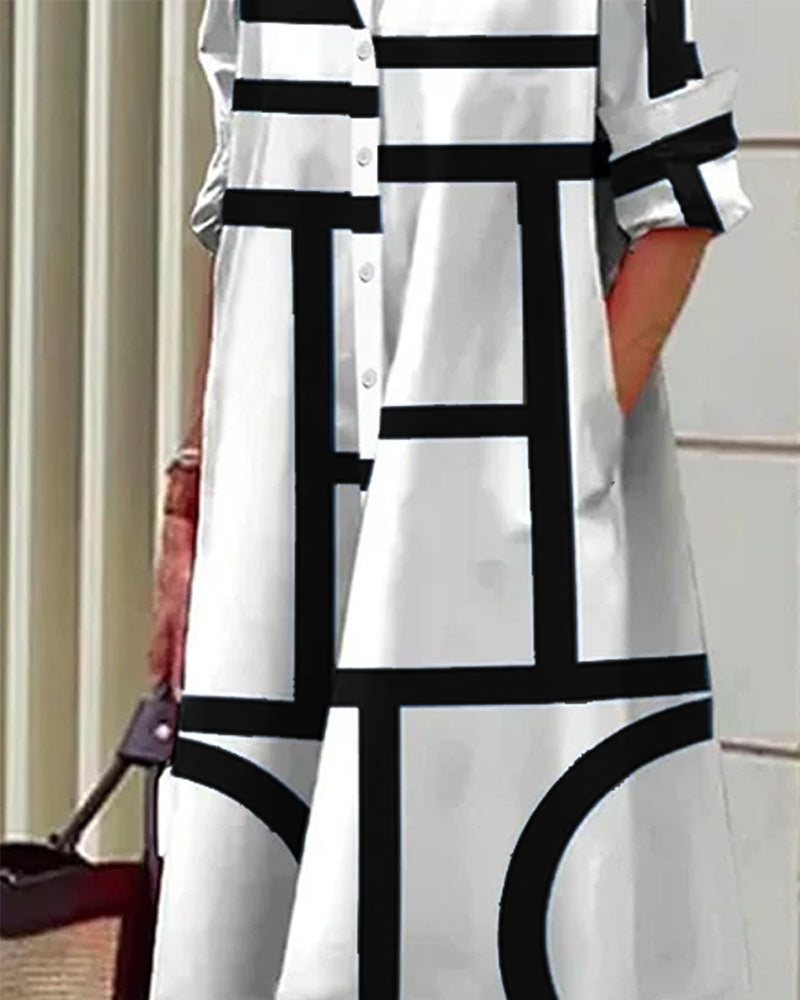 Laluna® | Jurk met zakken en geometrische print