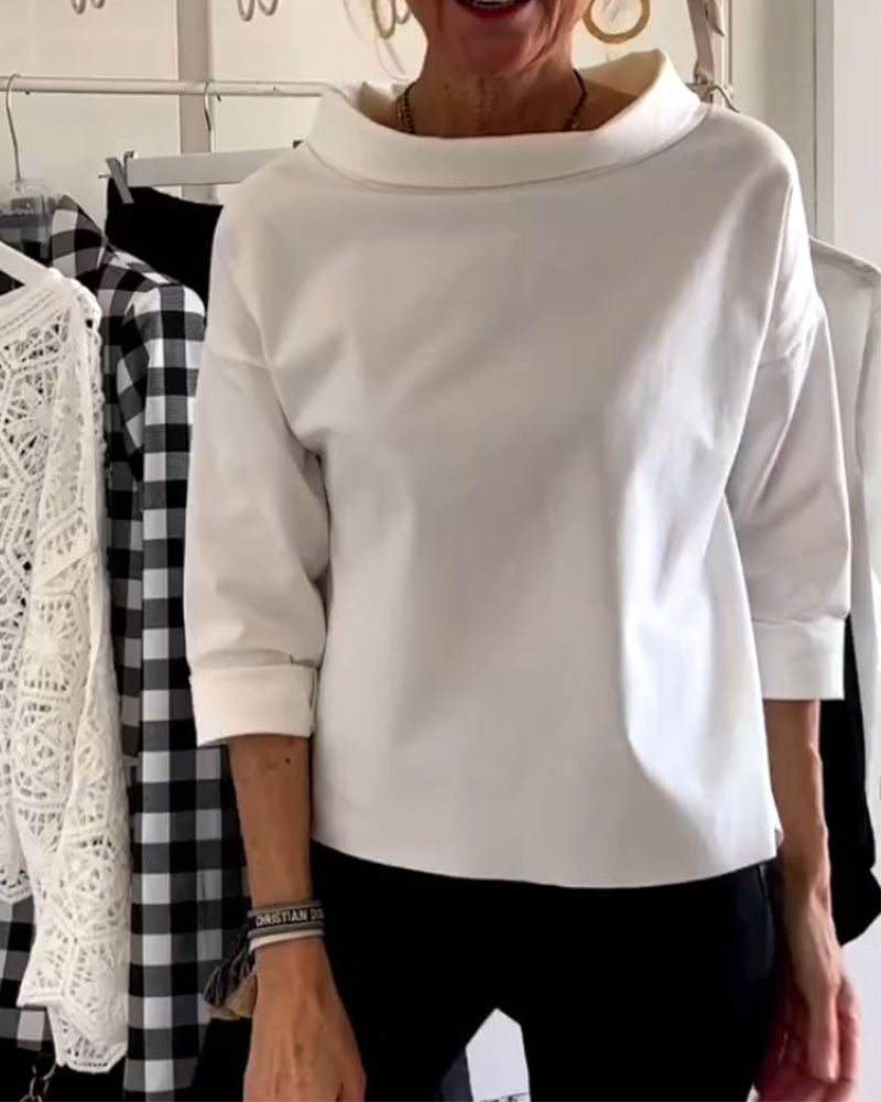 Laluna® | Casual top met effen revers