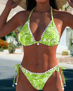 Laluna® | Kleurrijke patchwork kanten halterbikini