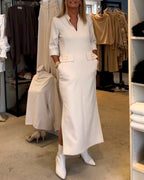 Laluna® | Effen splitjurk met 3/4-mouwen