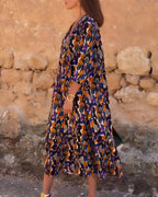 Laluna® | V-hals jurk met retroprint
