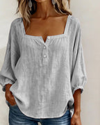 Blouse Eenvoudig Vierkante Hals met Lange Mouwen