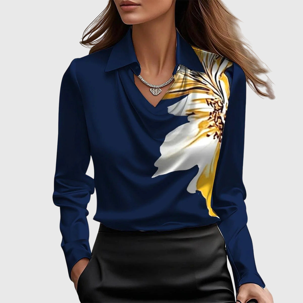 Laluna® | Elegante glanzende satijnen blouse