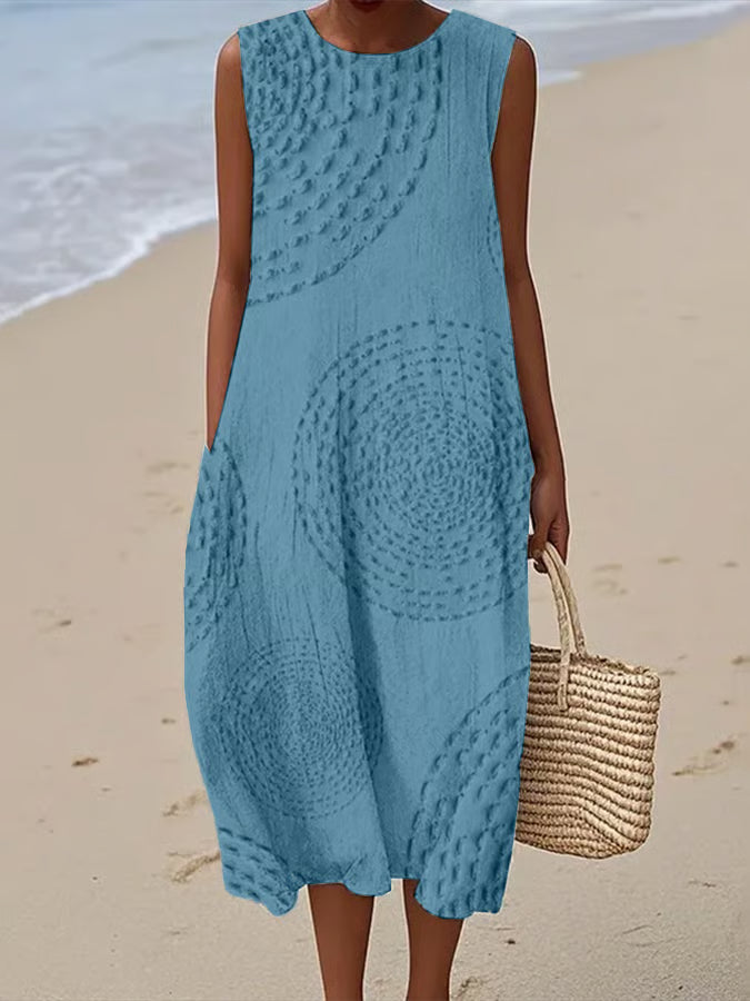 Laluna® | Mouwloze Maxi Dress met structuur