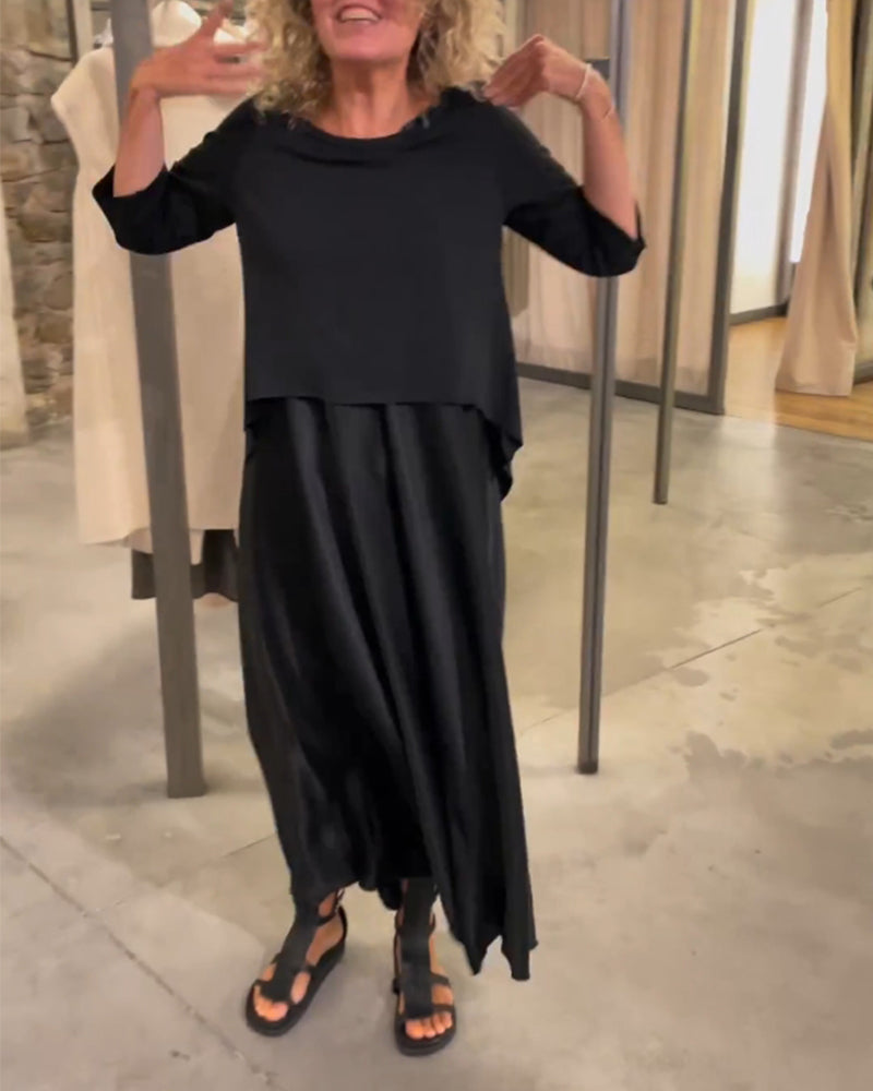 Laluna® | Tweedelige set met effen strapless jurk en topje