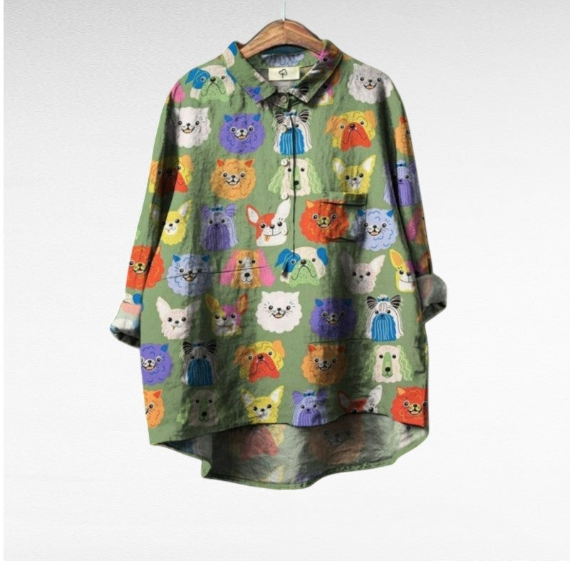 Laluna® | Damesblouse met Hondenprint