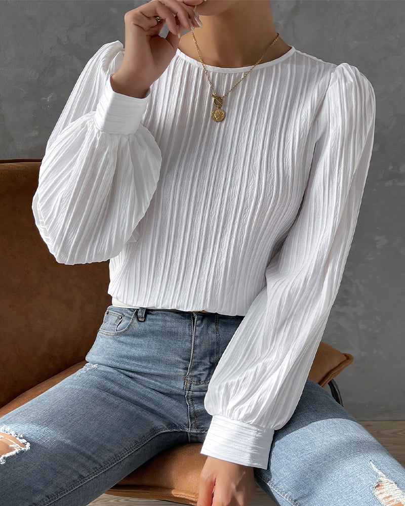 Laluna® | Lantaarnmouwen Effen Blouse