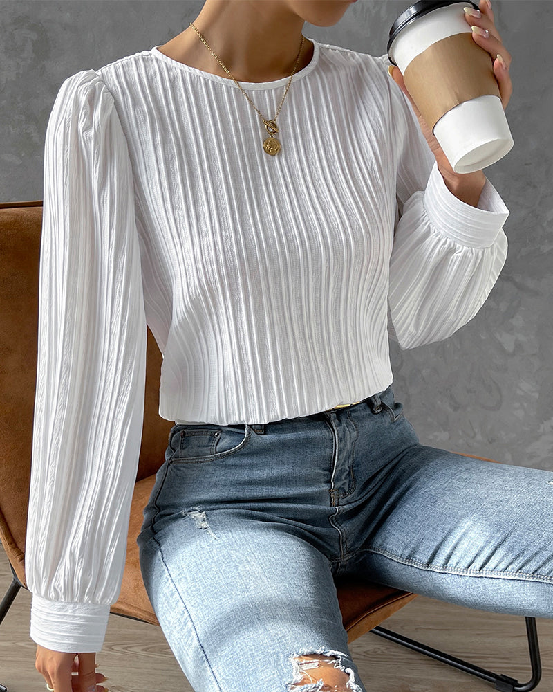 Laluna® | Lantaarnmouwen Effen Blouse