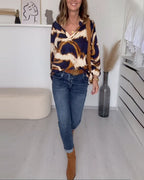 Laluna® | Bedrukte casual top met V-hals
