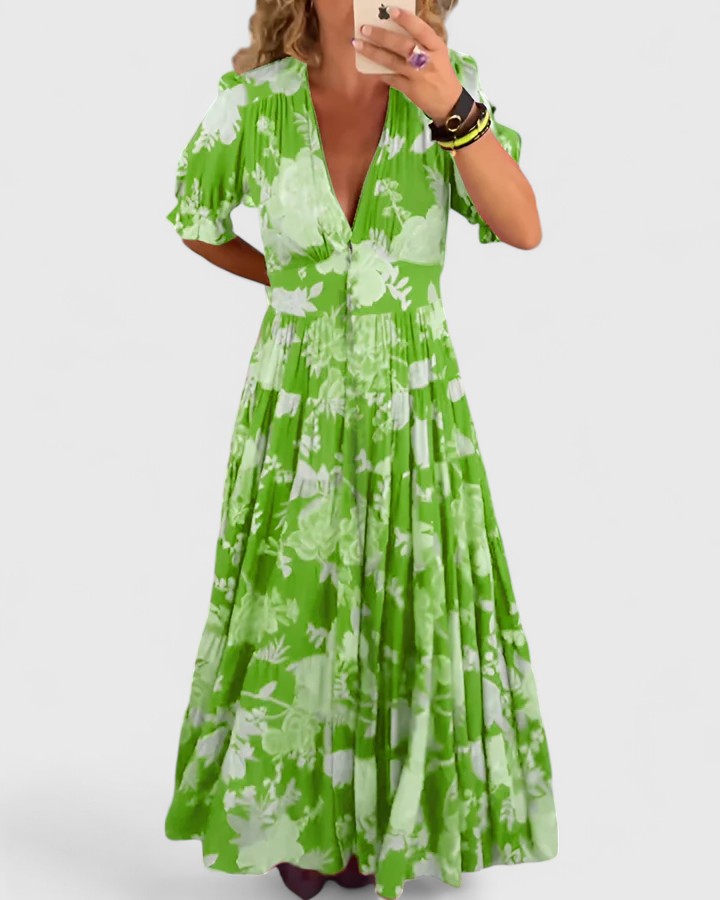 Anouk | Bloemenjurk met V-hals