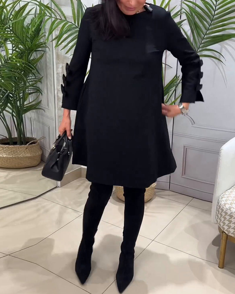 Laluna® | Casual knielange jurk met lange mouwen