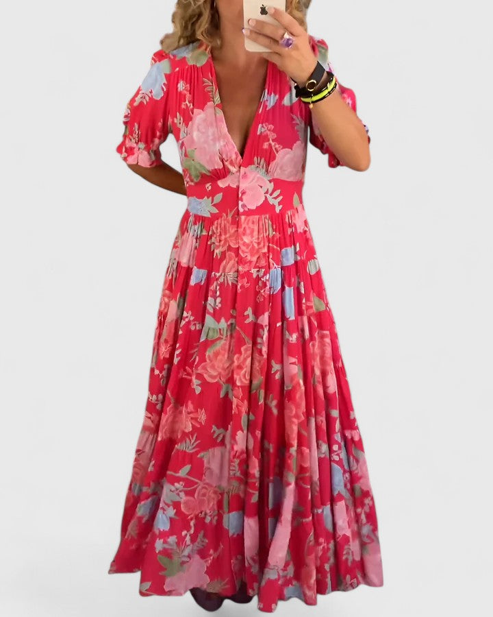 Anouk | Bloemenjurk met V-hals