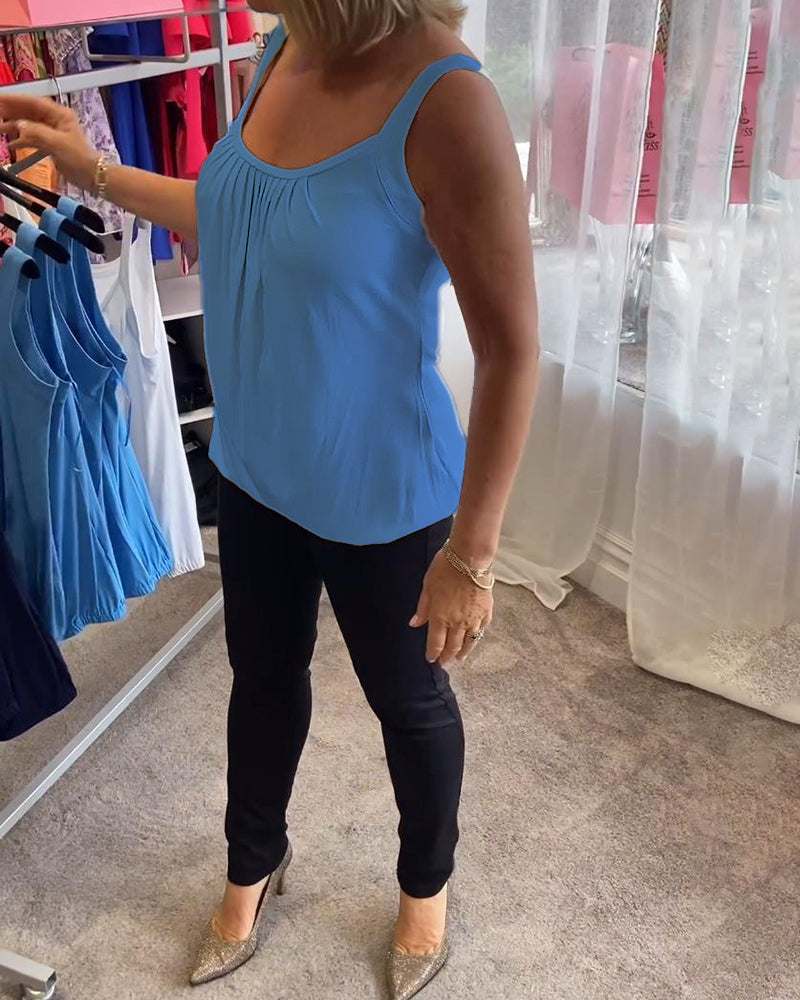 Casual mouwloze top met plooi