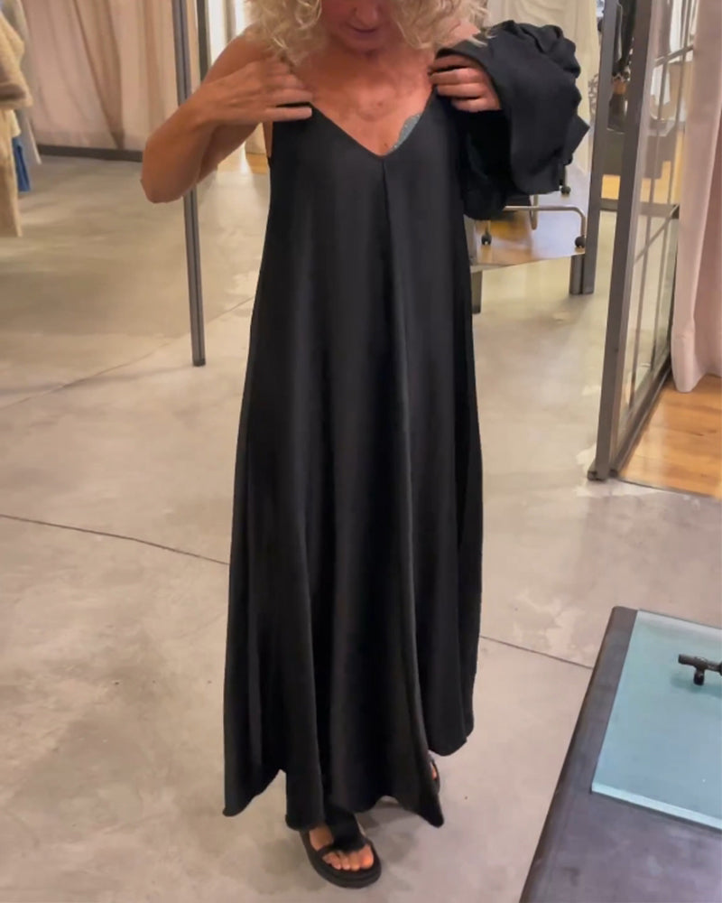 Laluna® | Tweedelige set met effen strapless jurk en topje