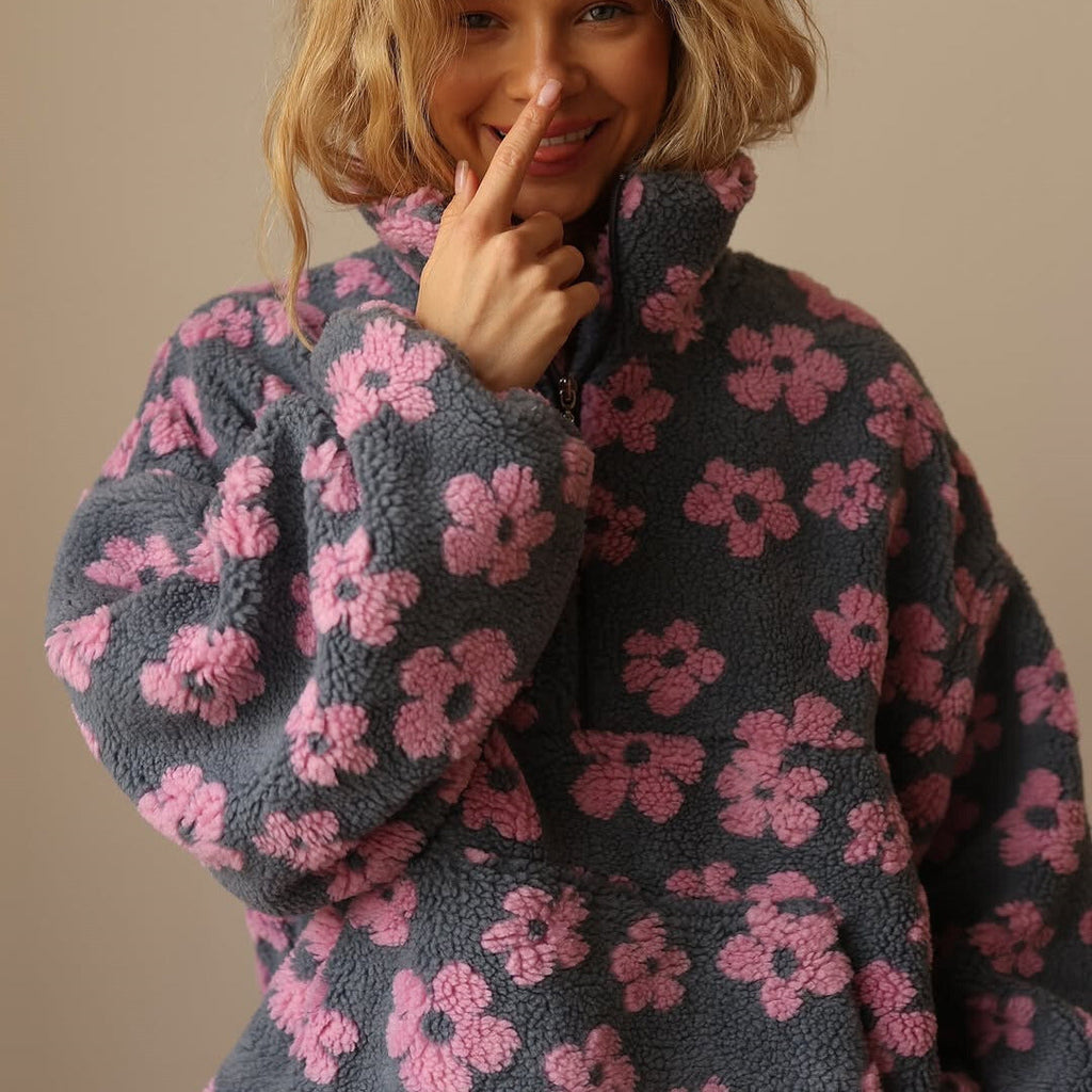 Laluna® | Fleece trui met bloemenprint