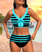 Laluna® | Gestreepte bikini met hoge taille