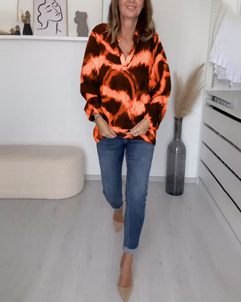 Laluna® | Bedrukte casual top met V-hals