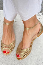 Isadora | Gevlochten Gouden Sandalen