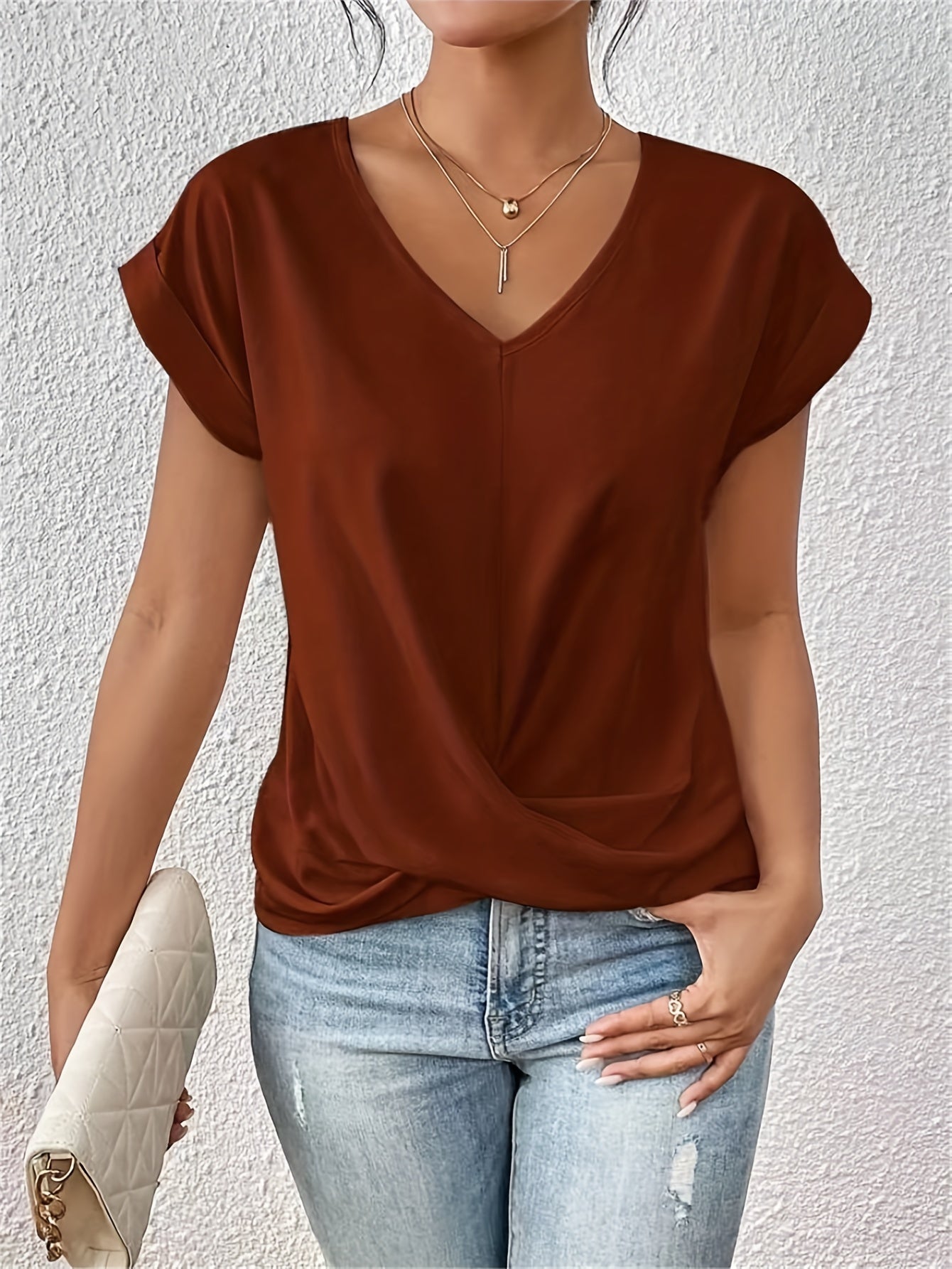 Laluna® |  Casual T-shirt met sweetheart halslijn