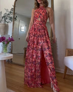 Laluna® | Rugloze maxi jurk met bloemenprint