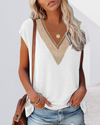 Laluna® | V-hals T-shirt met Kant