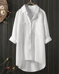 Laluna® | Losse effen blouse met lange mouwen